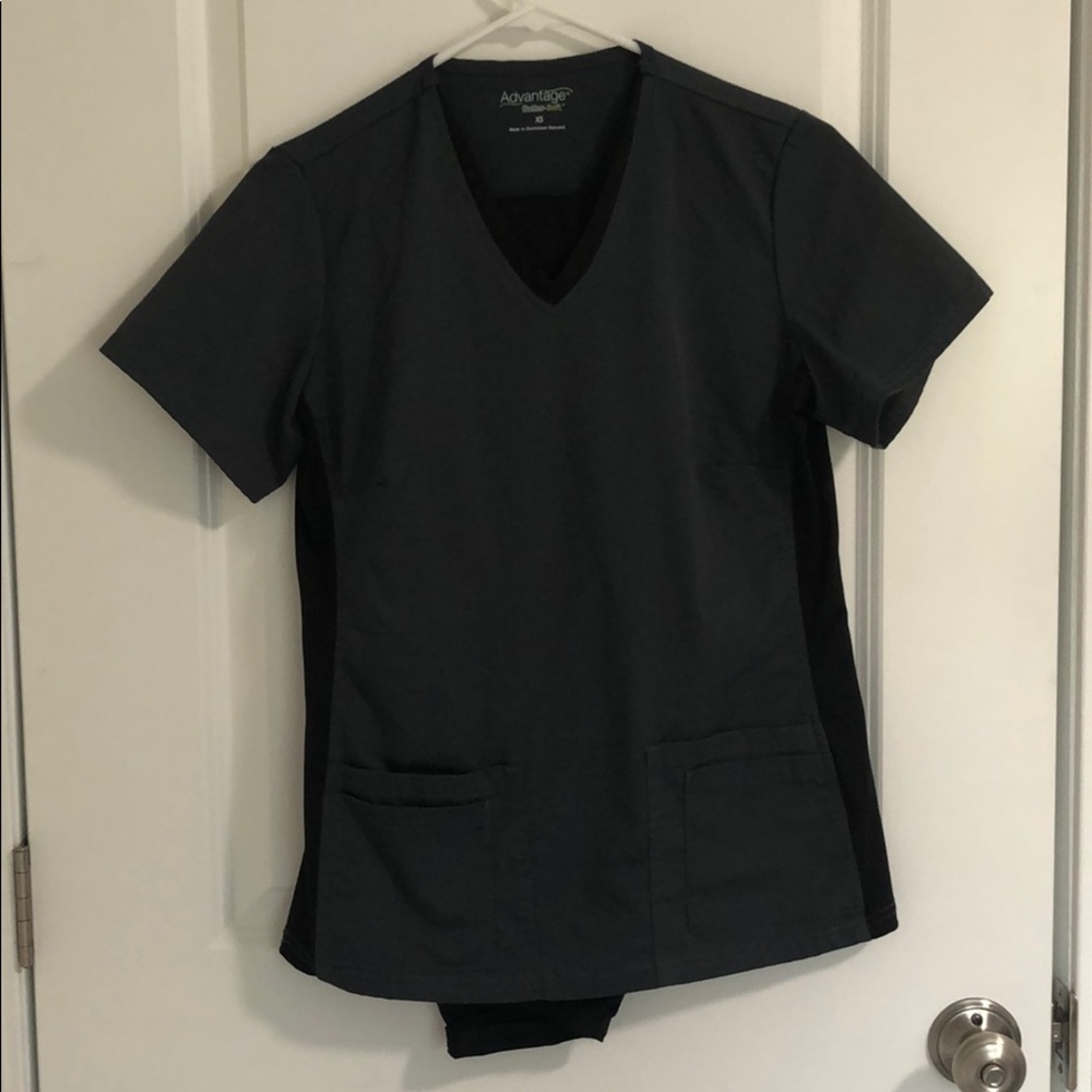 Butter Soft gray and black scrub set